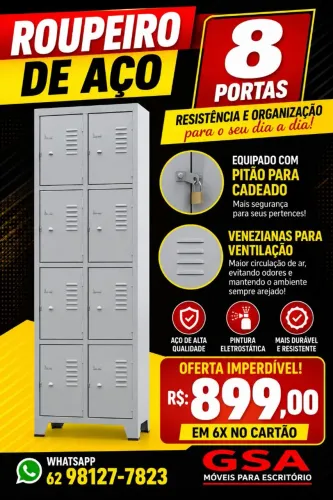 Roupeiro de aço com 8 portas ( Entrega grátis !