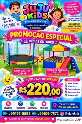 Locação de brinquedos decorações mesas e cadeiras