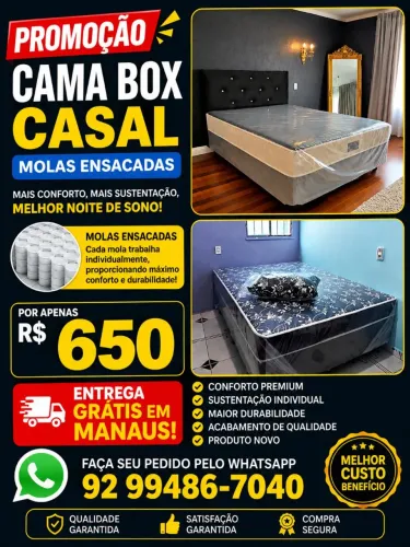 CAMA CASAL COM MUITO CONFORTO E QUALIDADE