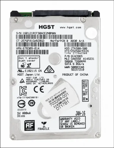 HD HGST Travelstar 500GB 7200RPM Notebook 2.5 SATA Novo Lacrado