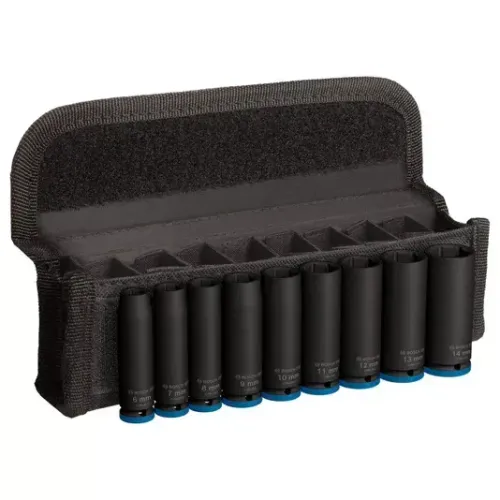 Bosch Jogo De Soquetes Longos 1/4" Pro Impact Com 9 Peças