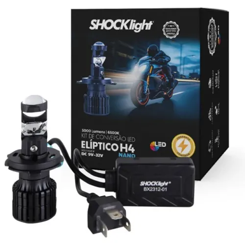 Ultra LED Projetor Eliptico Nano H4 5000 Lumens 6500k para Motos Motocicletas