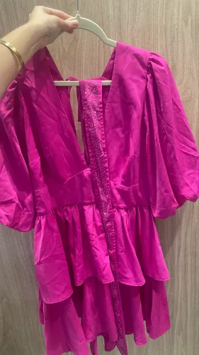 Vestido rosa babado 3 marias usado 1x