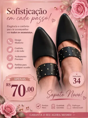 Sapato preto tamanho 34.
