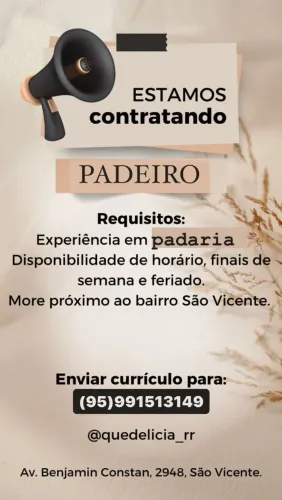Vaga de padeiro 