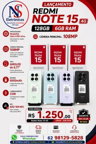 Note 15 4G 128/06 Novo Garantia Entregamos Grátis 