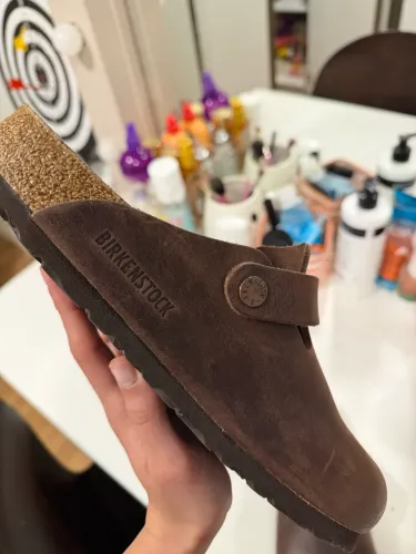 Birkenstock Boston de couro marrom