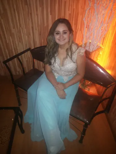 Vestido de Festa Longo Bordado em chiffon azul Tiffany Alfaiataria