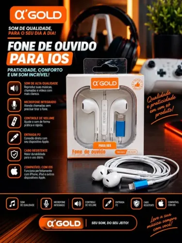 Fone de ouvido com fio para IPhone - IOS