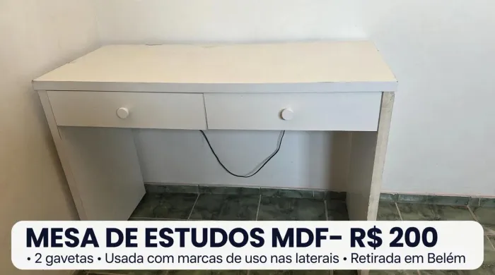 Mesa de estudos com 2 gavetas MDF