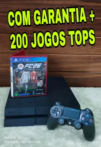PS4 revisado + jogos tops