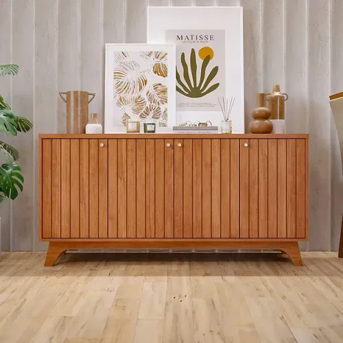 Buffet 4 Portas Frisada 100% MDF Isa Cimol - Entrega e montagem Grátis p/ Fortaleza
