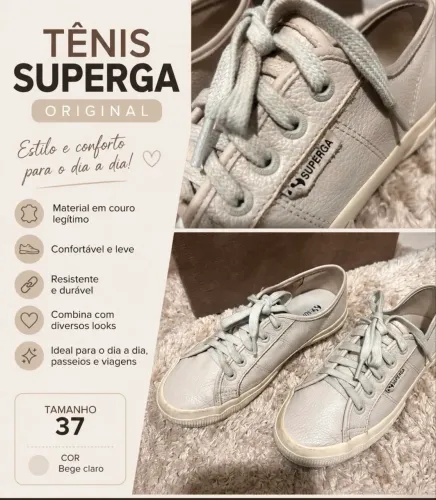 Tênis superga em couro