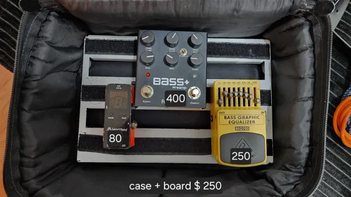 Set de pedais contrabaixo, fuhrmann bass+, behringer beq700, afinador, case
