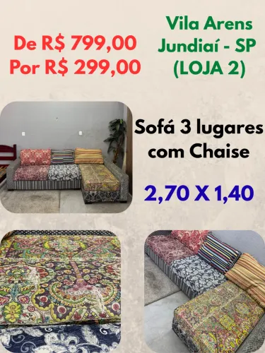 Sofá 3 lugares com chaise
