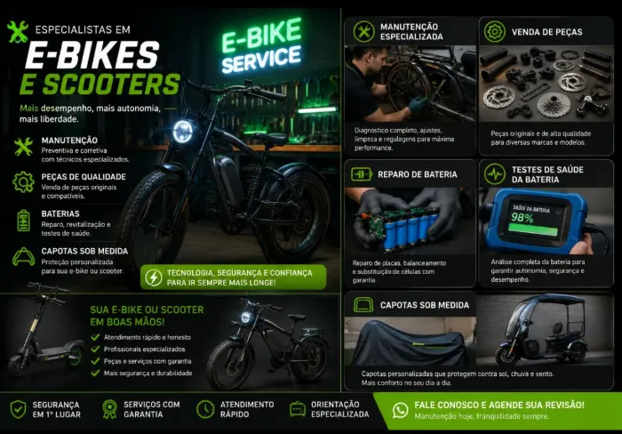 Oficina e-bikes /Scooters Elétricas /autopropelidos / bicicleta eletrica / patinete.