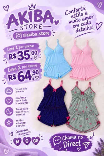 Pijama Feminino Peitinho Short Doll ? Promoção: 1 por R$ 35 ou 2 por R$ 64,90!