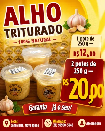 Venda de alho triturado 