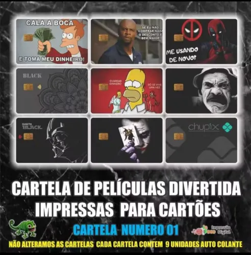 Adesivos para cartões de banco em vinil