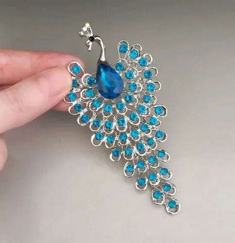 Broche Maxi de Pavão Azul (novo)