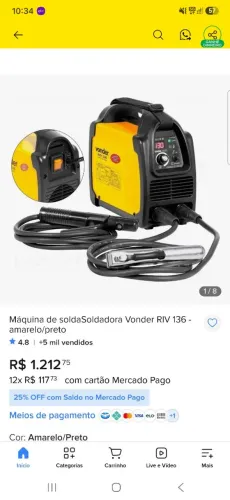 Inversora de solda vonder, riv 136, eletrodo, soldas 