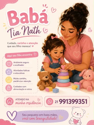 Procura se uma babá? Só chamar no zap abaixo
