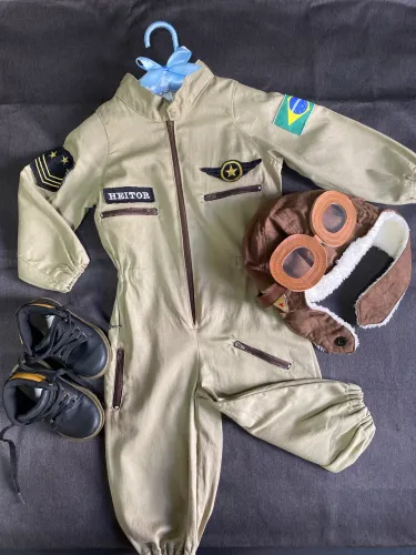 Roupa Aviador Infantil Completa - Figurinho, Fantasia, Macacão Aviador