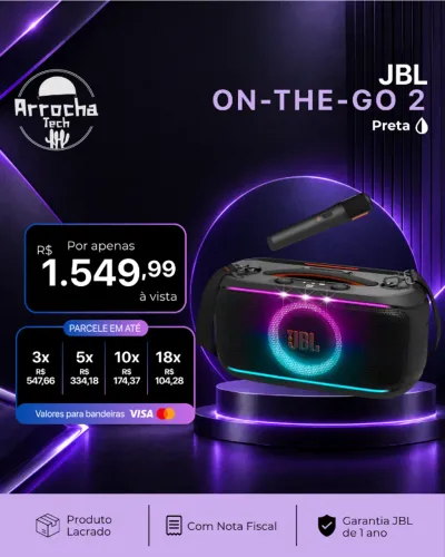 Caixa de Som JBL Oh-The-Go 2 Com Microfone - Preta - Lacrada - Com NF - Garantia 1 ano