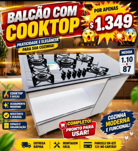 Cooktop com balcão novos