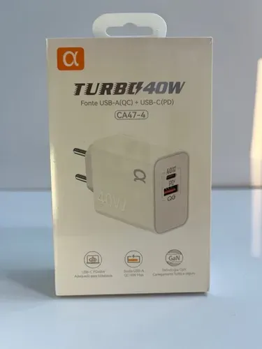 Carregador Turbo Power 40W com 2 Saidas USB e TIPO-C | CA47-4 iphone e android