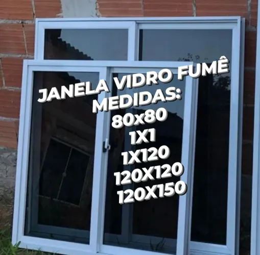 JANELA ALUMÍNIO BRANCO E VIDRO FUMÊ