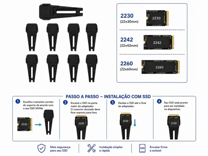 Kit com 10 adaptadores para NVMe ou m.2 sata - 3D - Material ABS - R$40,,00