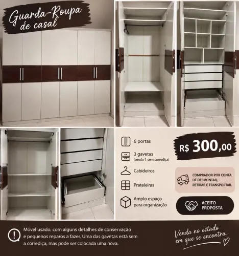 Guarda-roupa de casal grande ? R$ 300