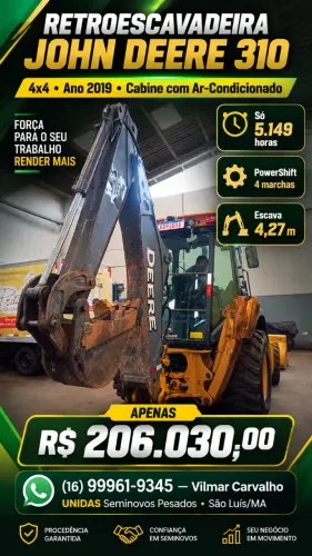 RETROESCAVADEIRA JOHN DEERE 310 ANO 2019