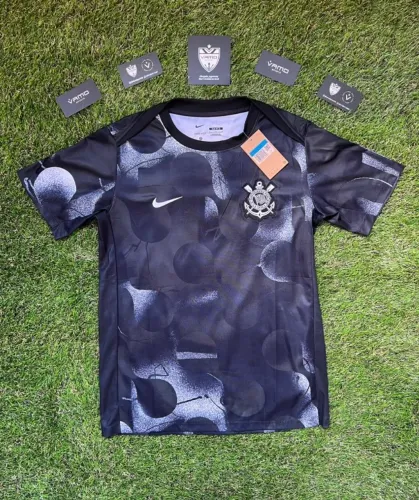 Camisa Corinthians 25/26 - Pré-Jogo - Nike - Torcedor - Preta