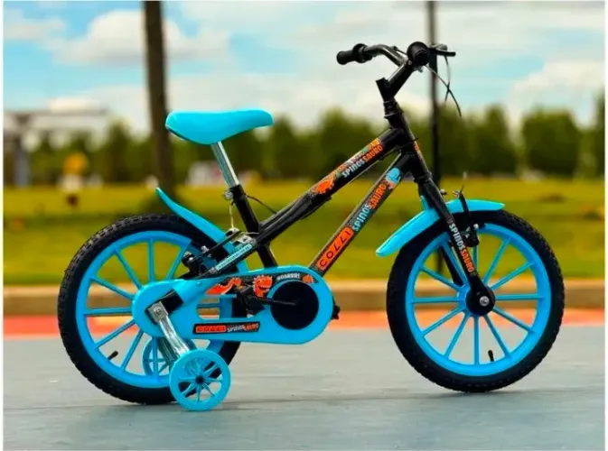 BICICLETA COLLI ARO 16 PRETO/AZUL DINOSSAURO
