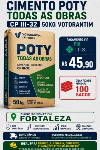 Cimento Poty Todas as Obras CP III-32 50kg - Votorantim