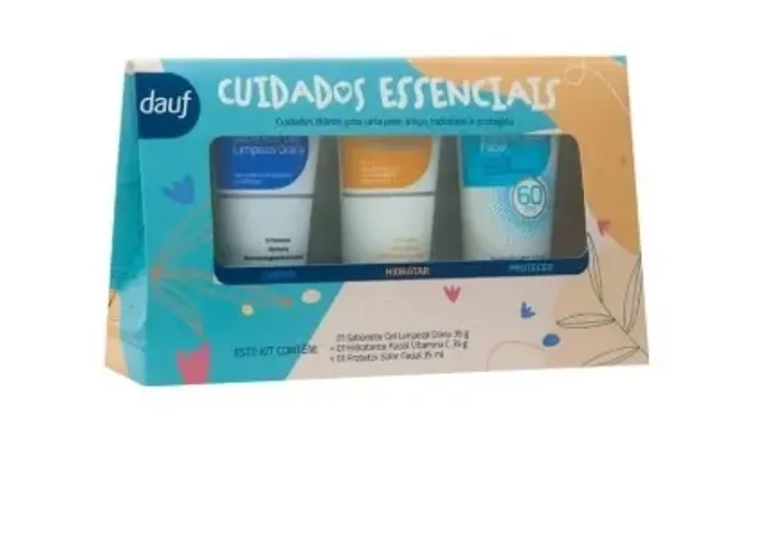 Kit Dauf Cuidados Essenciais Gel de Limpeza + Protetor Solar FPS 60 + Hidratante Facial