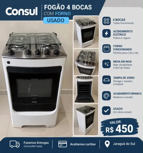 Fogão Consul 4 Bocas com Forno - Usado