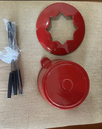 Panela de fondue estilo le Creuset nova 