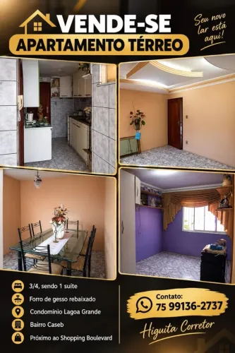 Vendo apartamento de 3/4 no condomínio lagoa Grande