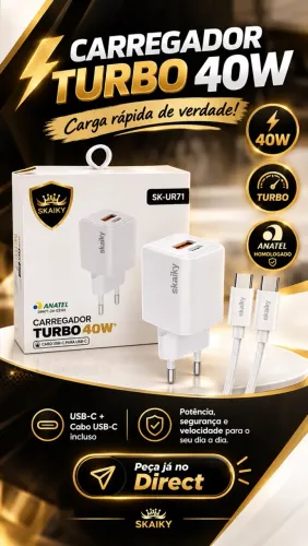 Carregador Turbo 40W Skaiky