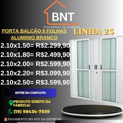 PORTA BALCÃO 6 FOLHAS ALUMINIO BRANCO 2.10X2.00 (Linha 25)
