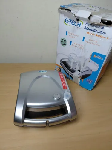 Inalador Nebulizador G-Tech Nebcom V Completo Novo Prata Bivolt