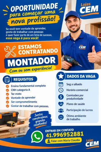 Vaga para montador de móveis!