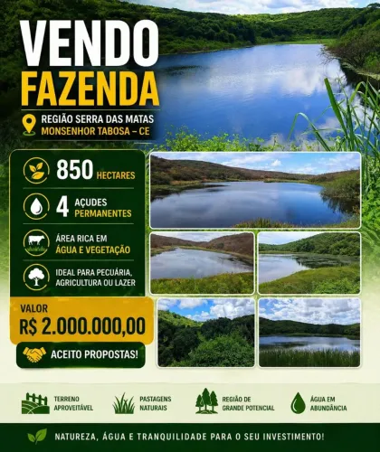 Vendo fazenda Região Serra das Matas Monsenhor Tabosa