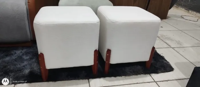 Par de Puffs Quadrados Branco, Direto de fábrica 