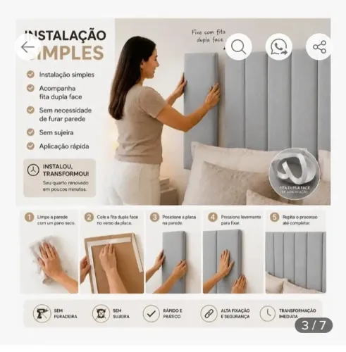 KIT 17 Placas Cabeceira de Cama Estofada em CORINO PREMIUM 80x20cm | Casal, Queen, King
