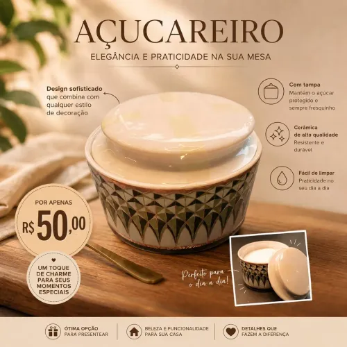 Açucareiro em cerâmica