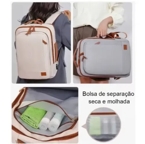 Mochila de viagem expansível, equivalente a uma mala de bordo